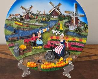 Royal Schwabap Holland Decorative Plate with Windmills and Tulips
