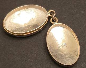 Sterling Silver Enamel Oval Locket Pendant 