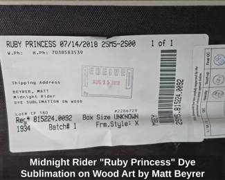 Midnight Rider Ruby Princess Dye Sublimation on Wood Art by Matt Beyrer third image