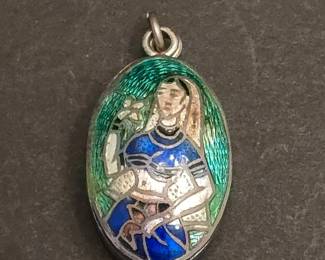 Sterling Silver Enamel Oval Locket Pendant