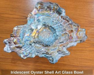 Iridescent Oyster Shell Art Glass Bowl