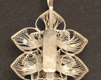 Sterling Silver Filigree Flower Pendant 