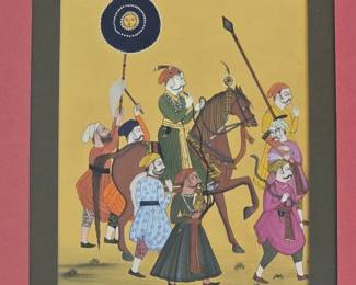 Mughal or Rajput Procession Miniature Painting second image