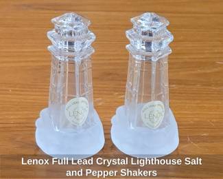 Lenox Full Lead Crystal Lighthouse Salt and Pepper Shakers