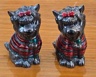 Scottie Dog Salt and Pepper Shakers with Sweaters