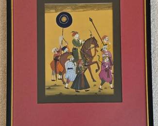 Mughal or Rajput Procession Miniature Painting