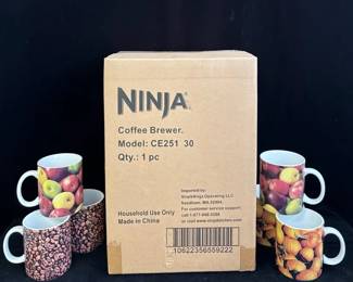 New Boxed Ninja Coffee Brewer CE251 * 6 - 2007 Starbucks Coffee Mugs