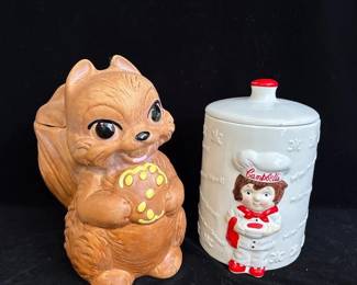 2 Vintage Cookie Jars * Campbell’s Soup * Squirrel