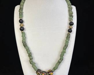 Handmade Jade or Jadeite Beaded Necklace