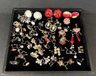 Whole Lot More Vintage Clip on Earrings * Pearly Bead * Red Enamel and more