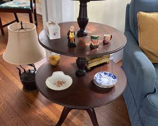 Mahogany three tiered table