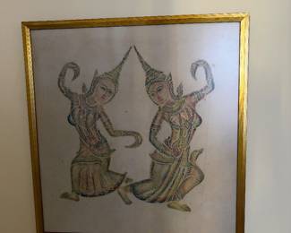 Thai Temple rubbing on rice paper professionally framed