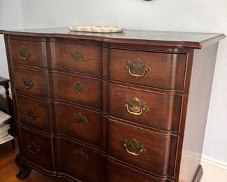 Bedroom mahogany with brass pulls dresser