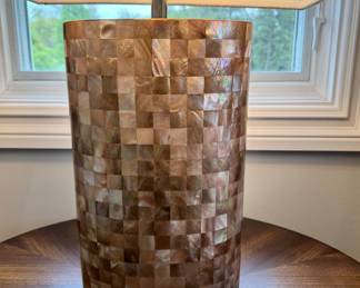 Pr. pieced mother of pearl table lamps