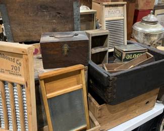 Early Crates, Boxes, Totes & Washboards 