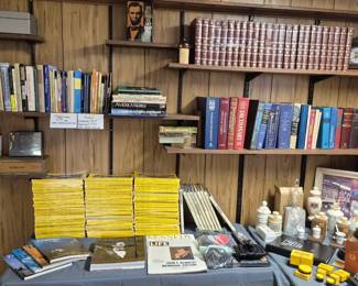 Eli Lilly, medical books, National Geographic magazines and books, encyclopedia set.