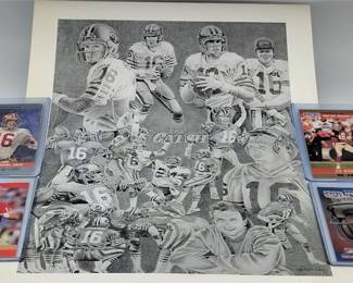 53L  1991 Martin Woods Joe Montana Lithograph 4 Pro Set Cards