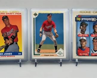 198L  Chipper Jones Rookie Lot 1990 UD, 1991 Score, 1992 Topps