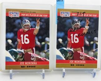 71L  1990 Pro Set 2 Joe Montana ErrorCorrection 2Card Lot