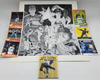 54L  1991 Martin Woods Nolan Ryan 14x11 Lithograph 7 Cards