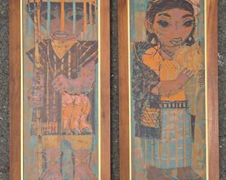Pair of Phil Paradise 1950s serigraphs.