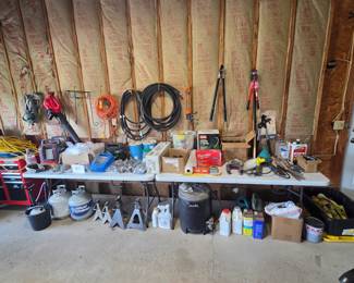 Straps, cutters, propane tanks, hoses, blower etc.