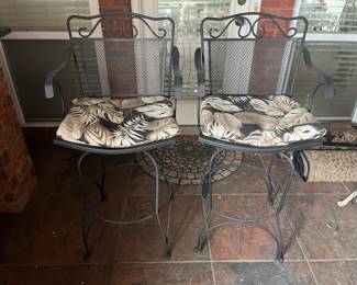 #101	Set of 2 Wrought Iron Swivel Barstools with Cushions (29" Seat Height)	 $150.00 