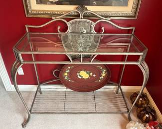 #86	Glass And Metal Table (46w x 17d x 46h)	 $80.00 