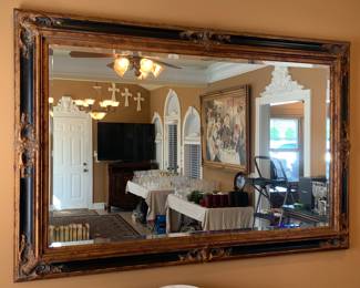 #59	Gold & Black Large Framed Beveled Mirror (71w x 47h)	 $150.00 