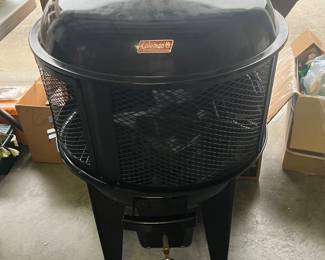 #94	New Round Coleman Gas Start Fireplace with cover	 $100.00 