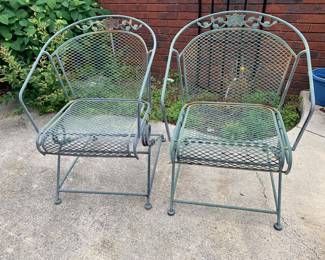 #91	Green Wrought Iron Bouncy Chairs (Set of 4)	 $60.00 