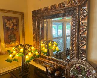 #63	Black and Gold Framed Beveled Mirror (30w x 65h)	 $125.00 