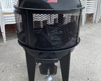 #94	New Round Coleman Gas Start Fireplace with cover	 $100.00 