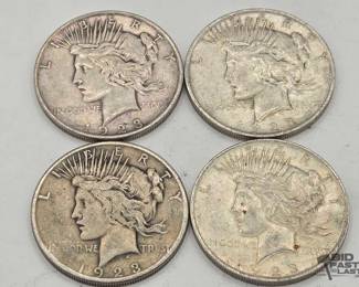 1312 4 1923 Liberty Peace Dollars 90 Silver