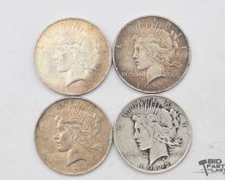 1342 4 1922 Liberty Peace Dollars 90 Silver