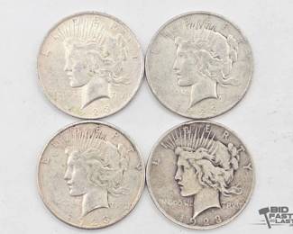 1334 4 1923 Liberty Peace Dollars 90 Silver