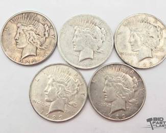 1310 5 1923 Liberty Peace Dollars 90 Silver