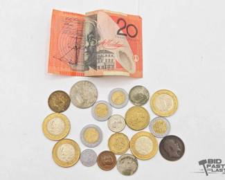 1710 Foreign Currency Bill and Coins