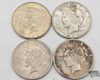 1330 4 1923 Liberty Peace Dollars 90 Silver