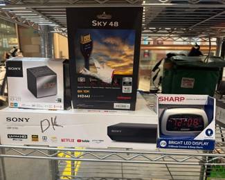 8112 Sony Blu Ray Player, HDMI Cable, FMAM Clock Radios