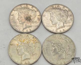 1322 4 1922 Liberty Peace Dollars 90 Silver