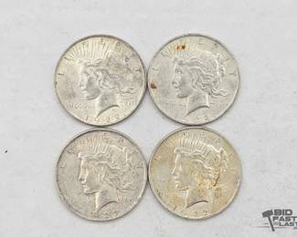 1348 4 1922 Liberty Peace Dollars 90 Silver