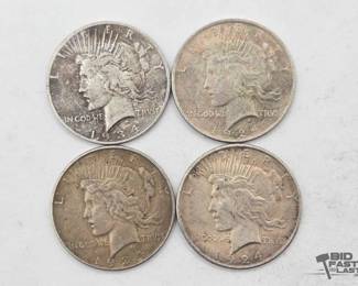 1340 2 1924 and 2 1934 Liberty Peace Dollars 90 Silver