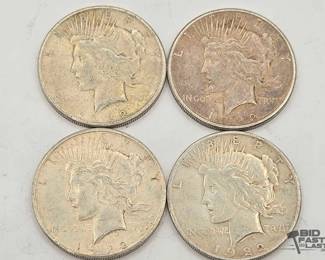 1318 4 1922 Liberty Peace Dollars 90 Silver