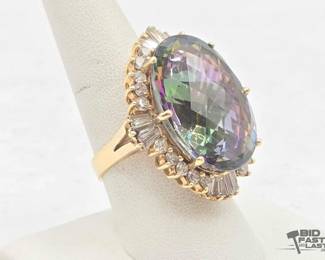710 14kt Gold Ring with Diamonds and Topaz, 20.1g