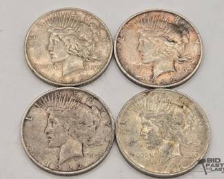 1328 4 1922 Liberty Peace Dollars 90 Silver