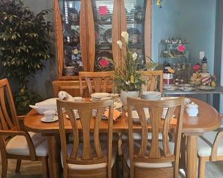 Solid wood dining set $250, China Cabinet $250