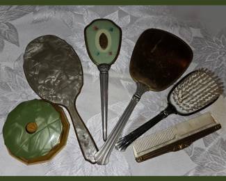 Vintage Brushes Mirrors and Comb