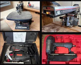Craftsman Scroll Saw, Radial Saw, LED Laser Sabre Saw and Brad Nail Gun