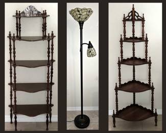 Very Nice Vintage Etegeres and Floor Lamp